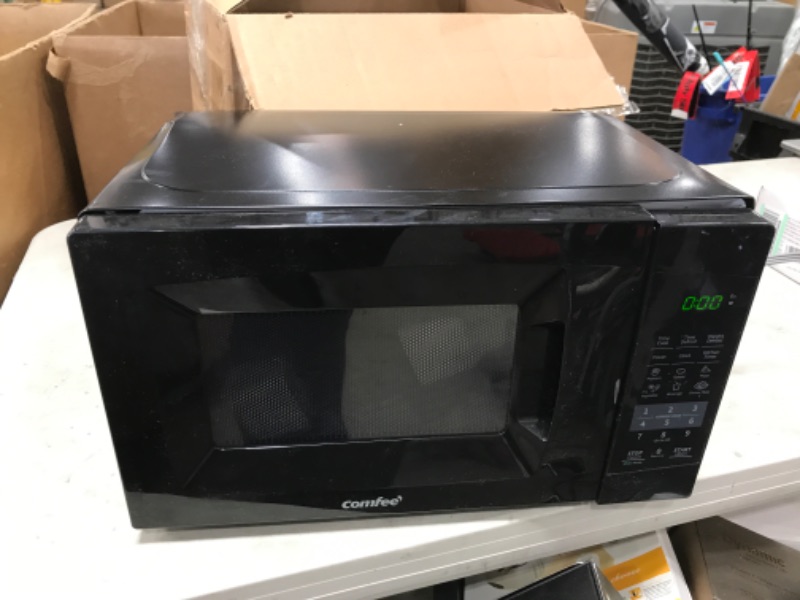 Photo 3 of COMFEE' EM720CPL-PMB Countertop Microwave Oven with Sound On/Off, ECO Mode and Easy One-Touch Buttons, 0.7cu.ft, 700W, Black
