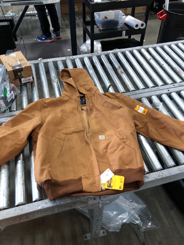 Photo 2 of  large (L)** Carhartt Men's Thermal Lined Duck Active Jacket J131 (Regular and Big & Tall Sizes) Large Carhartt Brown