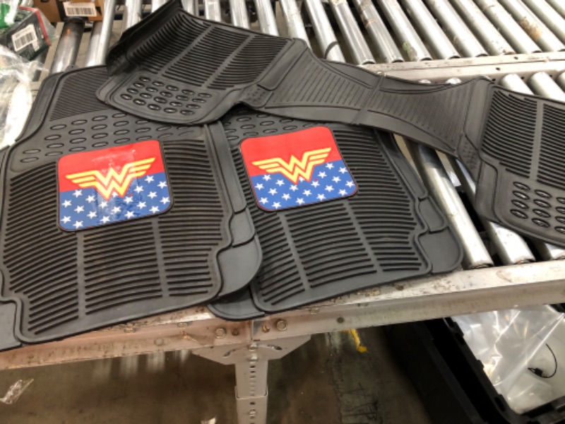 Photo 2 of BDK DC Comics - Classic Wonder Woman Car Floor Mats 3pc Set - Logo on Heavy Duty Rubber, Fits Most Cars Trucks Van SUVs Wonder Woman Full Set