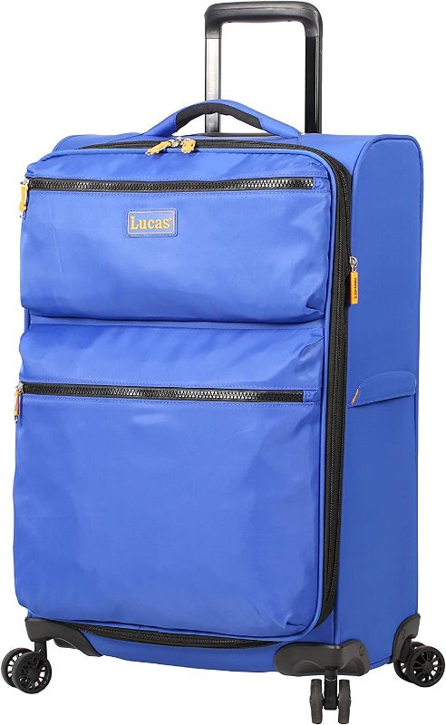 Photo 2 of 
Lucas Designer Luggage Collection - Expandable 24 Inch Softside Bag - Durable Mid-sized Ultra Lightweight Checked Suitcase with 8-Rolling Spinner Wheels (Royal Blue)
