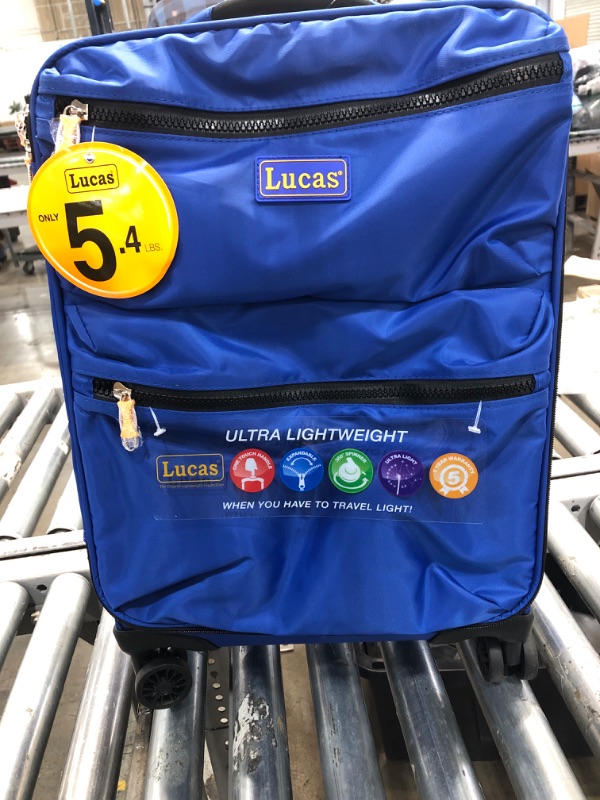 Photo 1 of 
Lucas Designer Luggage Collection - Expandable 24 Inch Softside Bag - Durable Mid-sized Ultra Lightweight Checked Suitcase with 8-Rolling Spinner Wheels (Royal Blue)