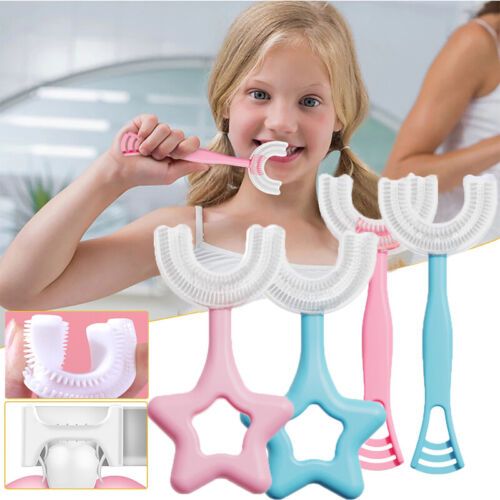 Photo 1 of 3PK-Children Kids Toothbrush 360° U-shaped Brush Oral Teeth Cleaner 2-12 Age
