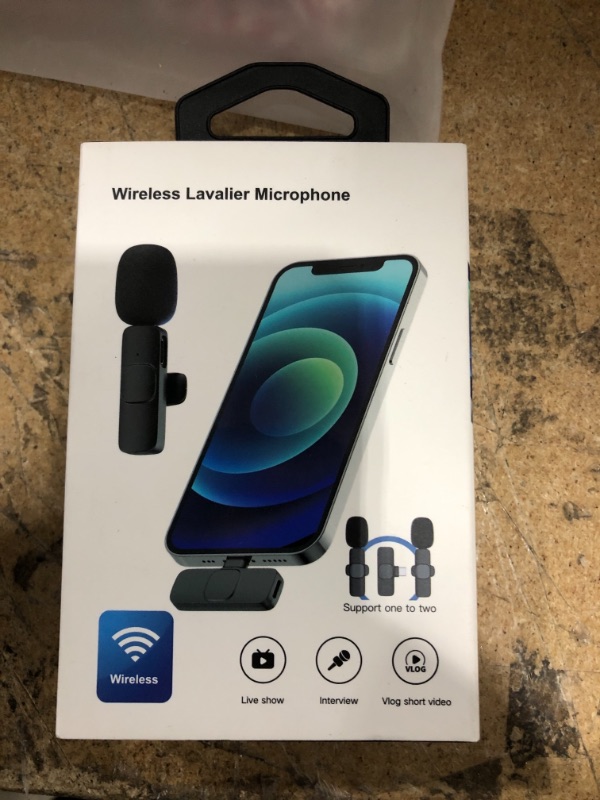 Photo 2 of  Wireless Lavalier Lapel Microphone for iPhone, iPad - Cordless Omnidirectional Condenser Recording Mic for Interview Video Podcast Vlog YouTube
