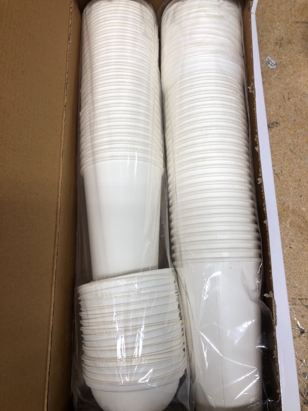 Photo 2 of [16 oz. - 50 sets] Disposable Paper Cups with Paper Dome Lids, Compostable Non-Plastic Cups Eco Friendly Recyclable Cups with Covers for Iced Coffee
