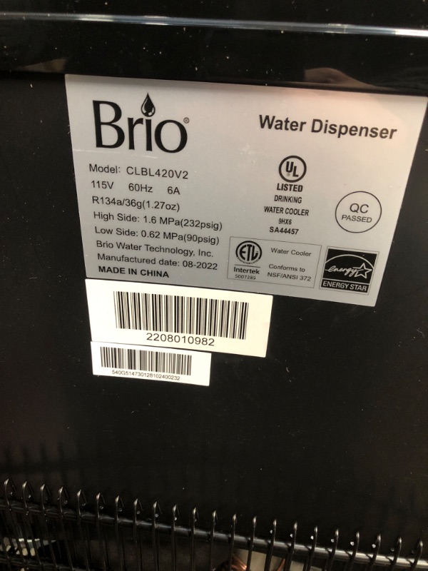 Photo 4 of **MINOR DAMAGE** Brio Bottom Loading Water Cooler Water Dispenser – Essential Series - 3 Temperature Settings - Hot, Cold & Cool Water - UL/Energy Star Approved