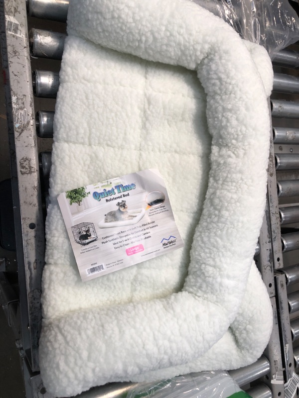 Photo 2 of 42L-Inch White Fleece Dog Bed or Cat Bew w/ Comfortable Bolster | Ideal for Large Dog Breeds & Fits a 42-Inch Dog Crate | Easy Maintenance Machine Wash & Dry | 1-Year Warranty White Fleece 42-Inch