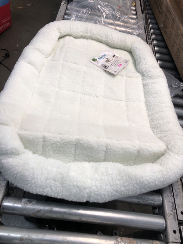 Photo 3 of 42L-Inch White Fleece Dog Bed or Cat Bew w/ Comfortable Bolster | Ideal for Large Dog Breeds & Fits a 42-Inch Dog Crate | Easy Maintenance Machine Wash & Dry | 1-Year Warranty White Fleece 42-Inch