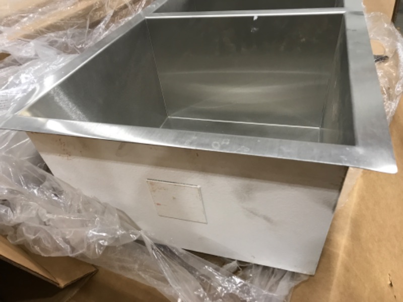 Photo 4 of **DAMAGED**MISSING PARTS** Elkay Crosstown EFU471810DBT 60/40 Double Bowl Undermount Stainless Steel Sink with Drainboard Polished Satin