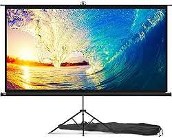 Photo 1 of **MINOR SCRATCHES** Projector Screen with Stand 100 inch - Indoor and Outdoor Projection Screen for Movie or Office Presentation - Adjustable from 16:9 to 4:3 HD Premium Wrinkle-Free Tripod Screen for Projector

