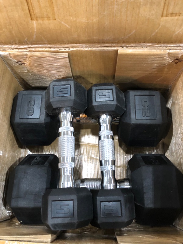 Photo 2 of *ONLY HAS 5LB AND 20LB* Cap Barbell 150 LB Dumbbell Set with Rack 150 LB Coated Hex Dumbbell Weight Set with Vertical Rack, New Edition