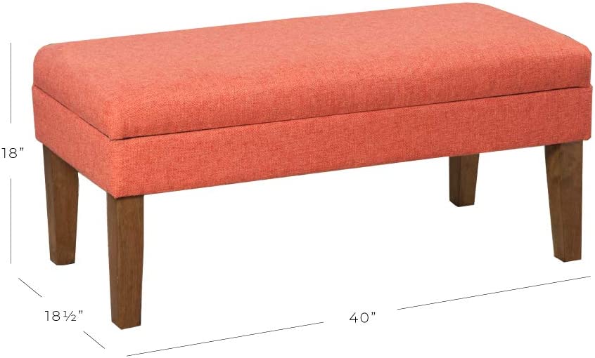 Photo 1 of Homepop Home Decor | Upholstered Decorative Storage Ottoman Bench | Ottoman Bench with Storage for Living Room & Bedroom | Decorative Home Furniture, Mango Coral
