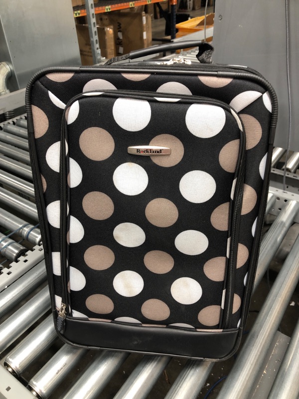 Photo 2 of Rockland Fashion Softside Upright Luggage Set, New Black Dot, 2-Piece (14/19) 2-Piece Set (14/19) New Black Dot Frustration-Free Packaging