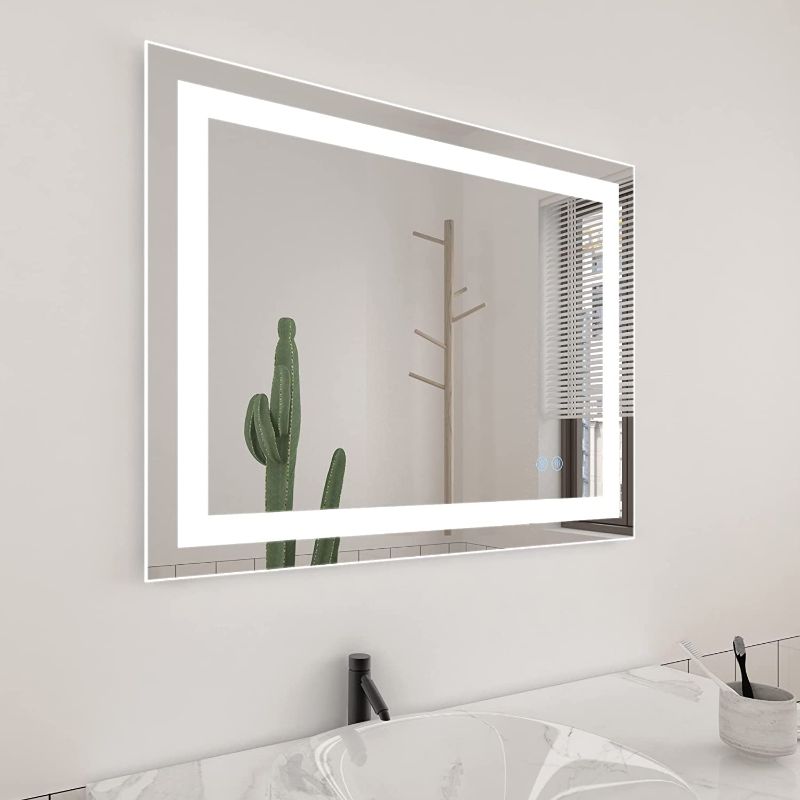 Photo 1 of Newcoco 36x28 Inch LED Bathroom Mirror Lighted Wall Mounted Mirror Waterproof LED Vanity Mirror with Lights (Horizontal & Vertical)
