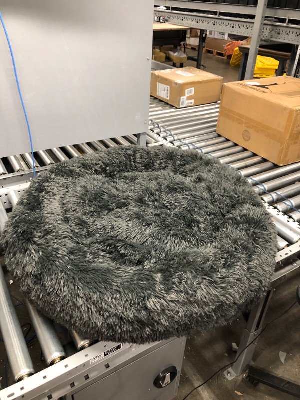 Photo 2 of Bessie and Barnie Bagel Dog Bed - Extra Plush Faux Fur Dog Bean Bed - Circle Dog Bed - Waterproof Lining and Removable Washable Cover - Calming Dog Bed - Multiple Sizes & Colors Available Frosted Grey M - 36"