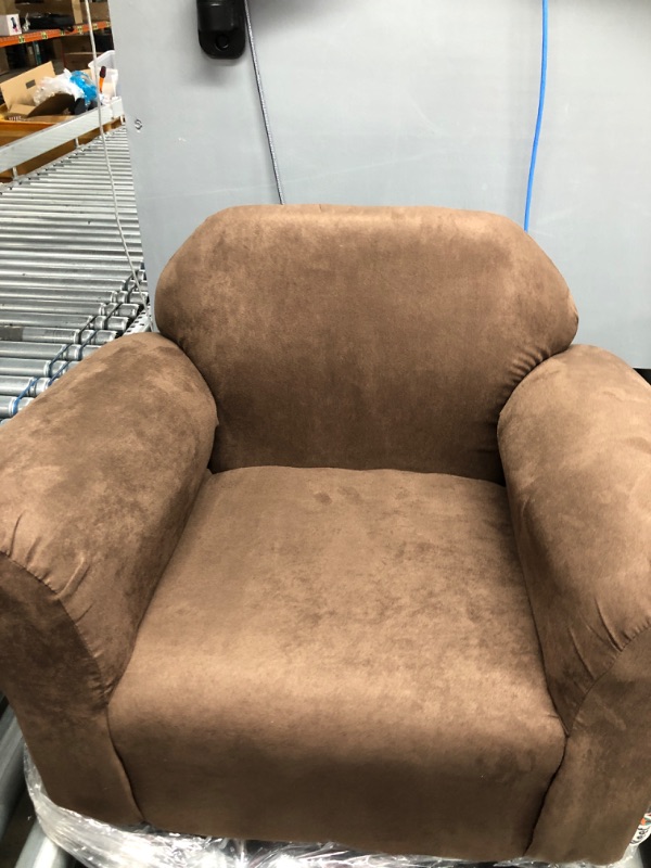 Photo 1 of Keet Microsuede Children's Chair, Roundy, Brown Roundy Brown