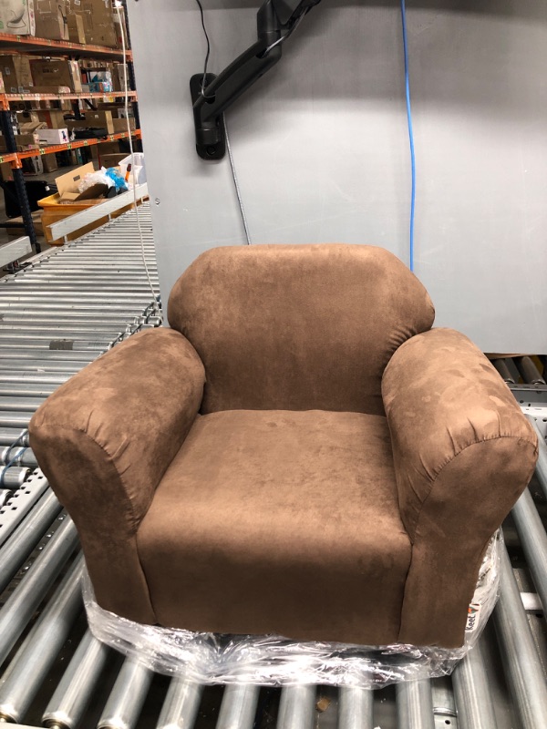 Photo 1 of Keet Microsuede Children's Chair, Roundy, Brown Roundy Brown