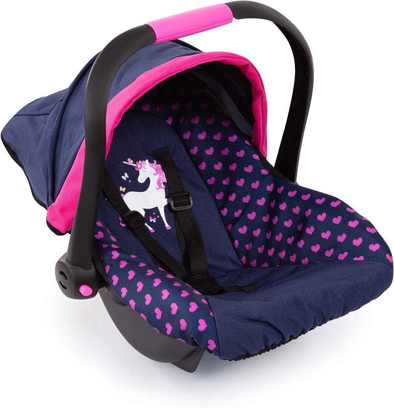 Photo 1 of Bayer Design Baby Doll Deluxe Car Seat with Canopy- Blue and Pink
