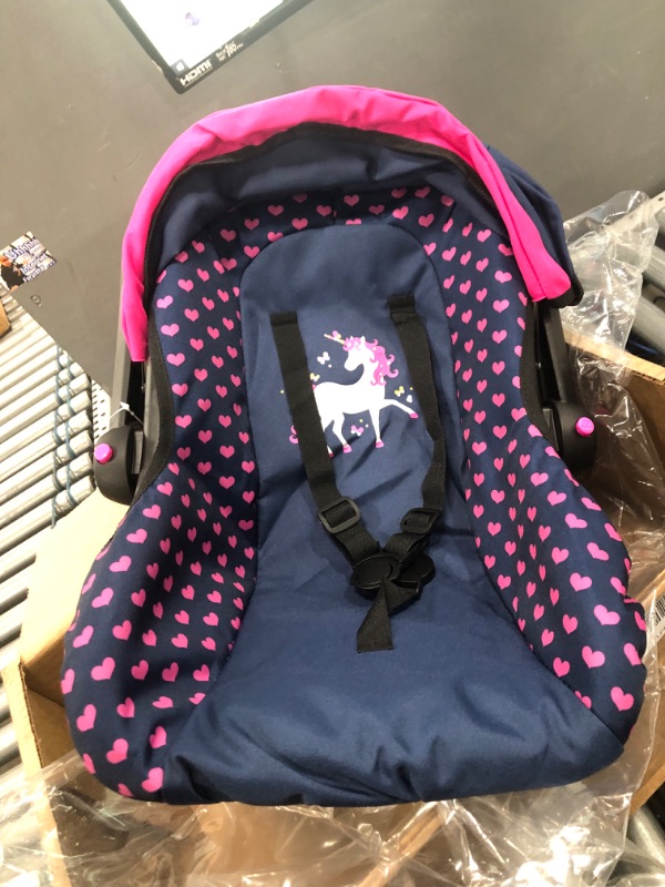 Photo 2 of Bayer Design Baby Doll Deluxe Car Seat with Canopy- Blue and Pink
