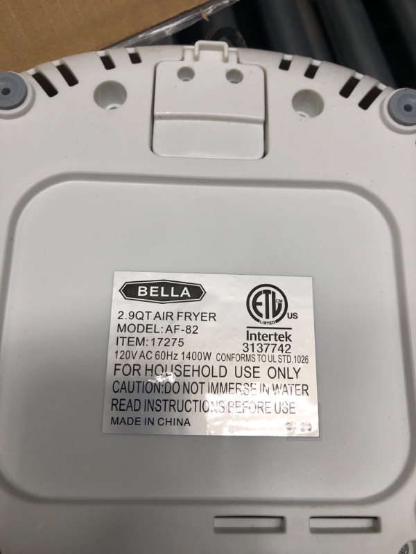 Photo 2 of BELLA 2.9QT Manual Air Fryer, No Pre-Heat Needed, No-Oil Frying, Fast Healthy Evenly Cooked Meal Every Time, Removeable Dishwasher Safe Non Stick Pan and Crisping Tray for Easy Clean Up, Matte White 2.9 Quart Matte White