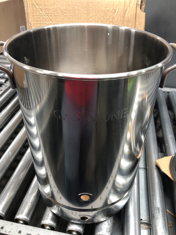 Photo 3 of GasOne BS-32 8 Gallon Stainless Steel Kettle Pot Pre Drilled 4 PC Set 32 Quart Tri Ply Bottom for Beer Includes Lid, Thermometer, Ball Valve Spigot-Home Brewing Supplies, QT 32 QT/8 GALLON