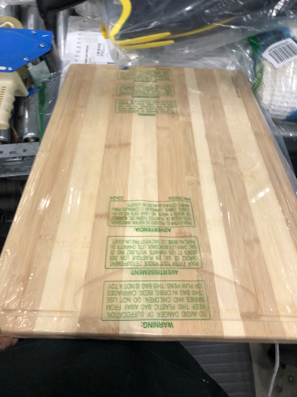 Photo 2 of 3XLarge Cutting Board, 24" Bamboo Cutting Boards for Kitchen with Juice Groove and Handles Kitchen Chopping Board for Meat Cheese board Heavy Duty Serving Tray, 3XL, Empune 3XL:24''L*18''W