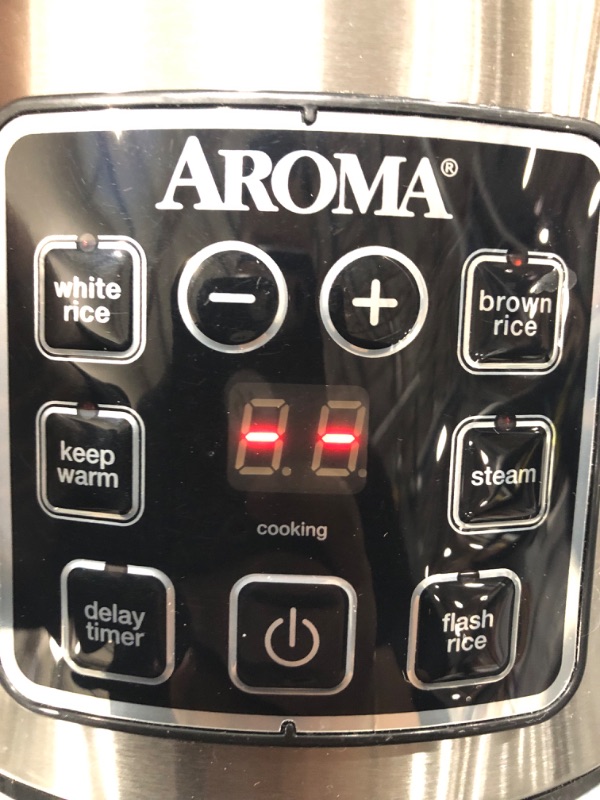 Photo 2 of Aroma Digital Rice Cooker and Food Steamer, Silver, 8 Cup