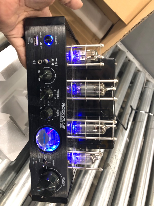 Photo 2 of Rockville BluTube LED 70W Bluetooth Tube Amplifier/Home Stereo Receiver with Blue Illumination, Optical Input, Sub Output Black With LED/Optical/Sub out