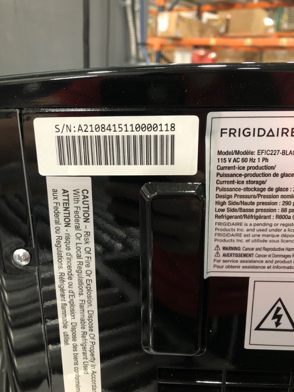 Photo 7 of FRIGIDAIRE EFIC227-BLACK Countertop Compact Ice Maker and Water Dispenser, Black, 16 x 11.5 x 17 inches
