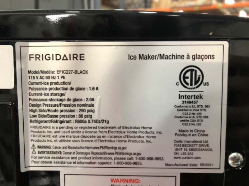 Photo 6 of FRIGIDAIRE EFIC227-BLACK Countertop Compact Ice Maker and Water Dispenser, Black, 16 x 11.5 x 17 inches
