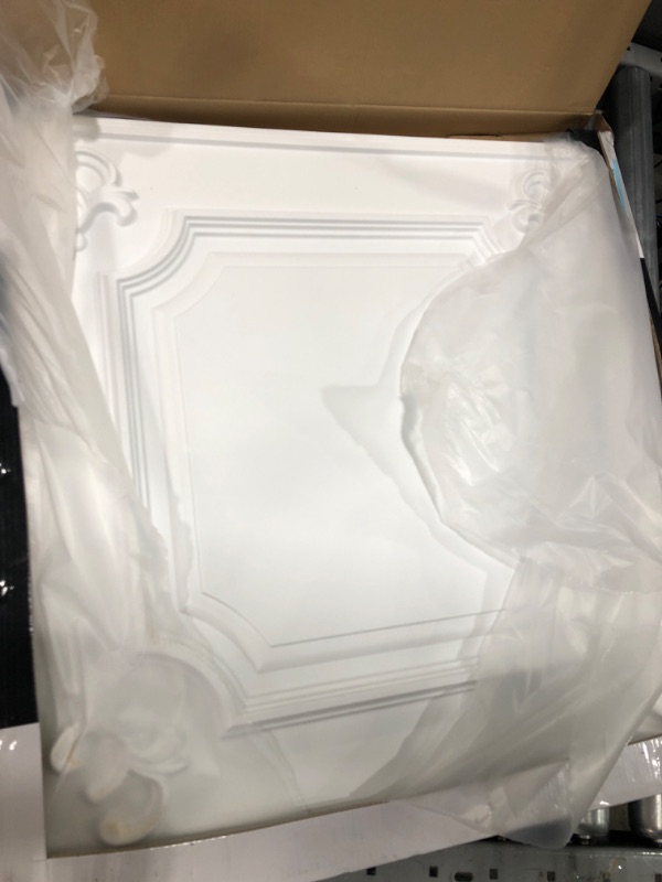 Photo 3 of Art3d Drop Ceiling Tiles 24x24 in White (12-Pack, 48 Sq.ft), Wainscoting Panels Glue Up 2x2