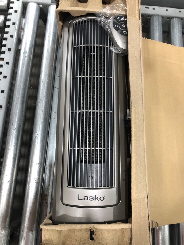 Photo 2 of Lasko Oscillating Digital Ceramic Tower Heater for Home with Adjustable Thermostat, Timer and Remote Control, 23 Inches, 1500W, Silver, 755320
