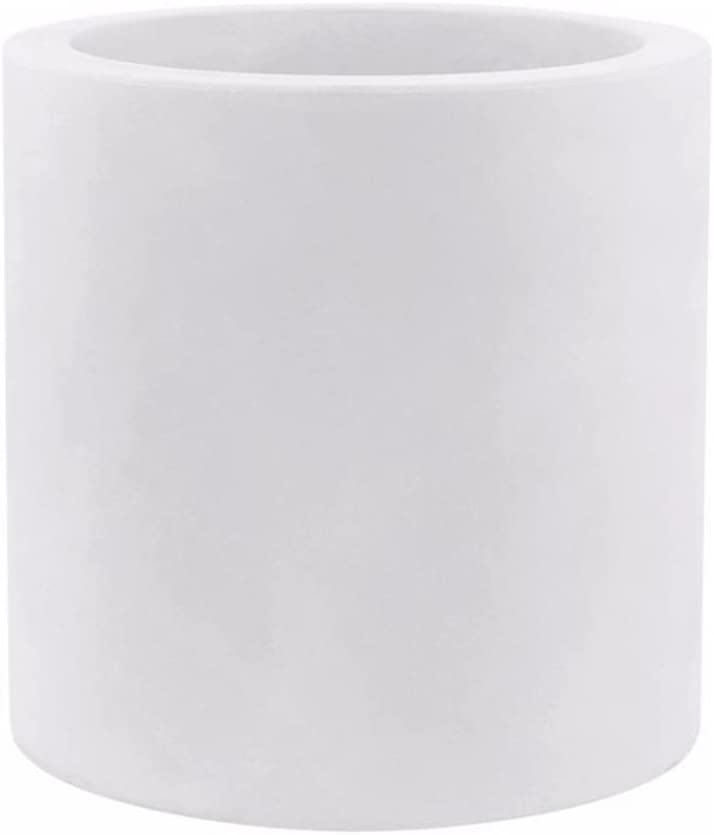 Photo 1 of Elly Décor 12 inch Fiberstone Planter Drainage Hole and Plug,Round Cylinder Pot, Ultra Lightweight Flower Pot ,12 inch, White
