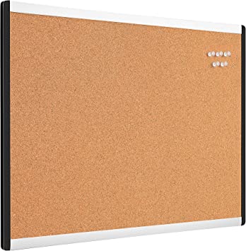 Photo 1 of Amazon Basics Cork Board with Aluminum/Plastic Frame and Mounting Tabs, 17 x 23 Inches
