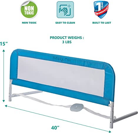 Photo 1 of Dream On Me Adjustable Mesh Bed Rail in Blue, Two Height Levels, Breathable and Durable Fabric, Lightweight and Portable Bed Rail for Toddlers, Double Pack
