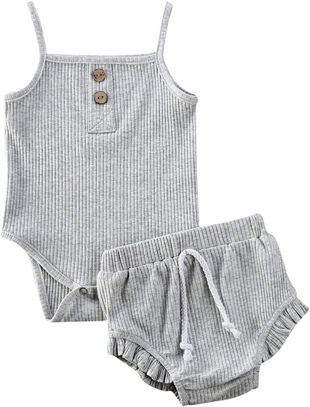 Photo 1 of *NOT exact stock photo, use for reference*
Newborn Baby Girl Tank Top rompers Romper+Bloomers Shorts Ribbed Outfit Cute Summer Clothes Set (3-6 months)
