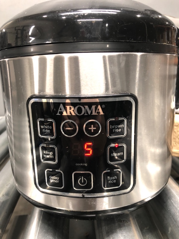 Photo 2 of Aroma Digital Rice Cooker and Food Steamer, Silver, 8 Cup