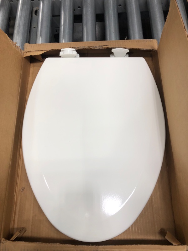 Photo 2 of Bemis 1500EC Elongated White Wood Toilet Seat