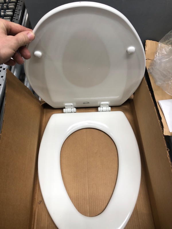 Photo 3 of Bemis 1500EC Elongated White Wood Toilet Seat