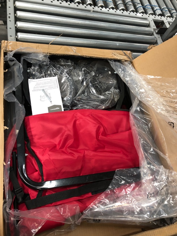 Photo 1 of Amazon Basics Collapsible Folding Outdoor Utility Wagon with Cover Bag, Red