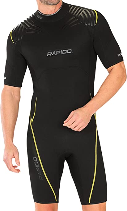 Photo 1 of Rapido Boutique Collection Men's Equator Superior Flex Stretch Neoprene Wetsuit | Shorty Scuba Snorkeling Surf and Cold Water Wetsuit | XXL
