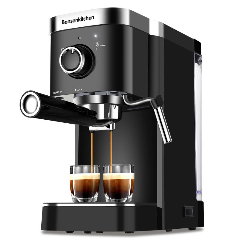 Photo 1 of Bonsenkitchen Espresso Machine 15 Bar Expresso Coffee Maker with Milk Frother Wand, Fast Heating Automatic Coffee Machines for Espresso, Cappuccino Latte and Macchiato, 1350W
