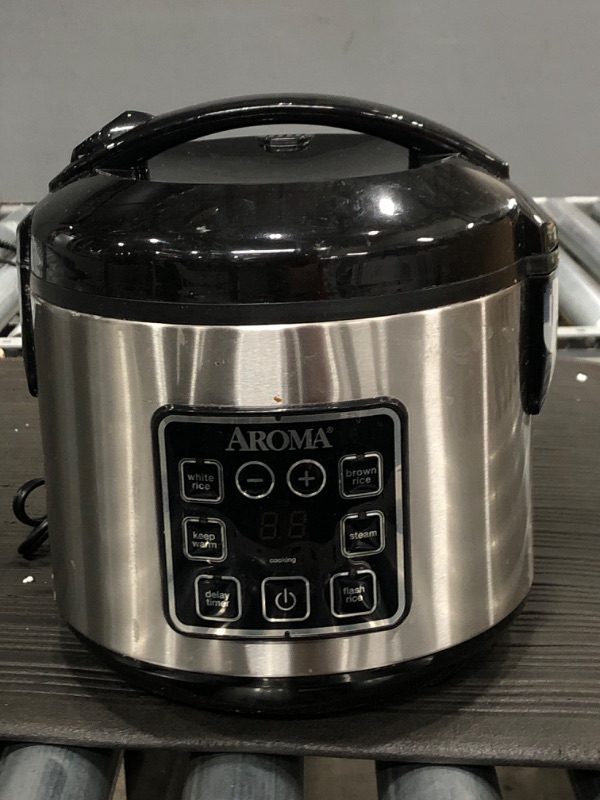 Photo 2 of Aroma Digital Rice Cooker and Food Steamer, Silver, 8 Cup