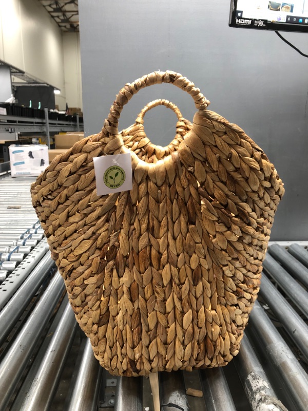 Photo 5 of Deco 79 Seagrass Rectangle Storage Basket with Ring Handles, 20" x 18" x 19", Brown 20" x 18" x 19" Brown