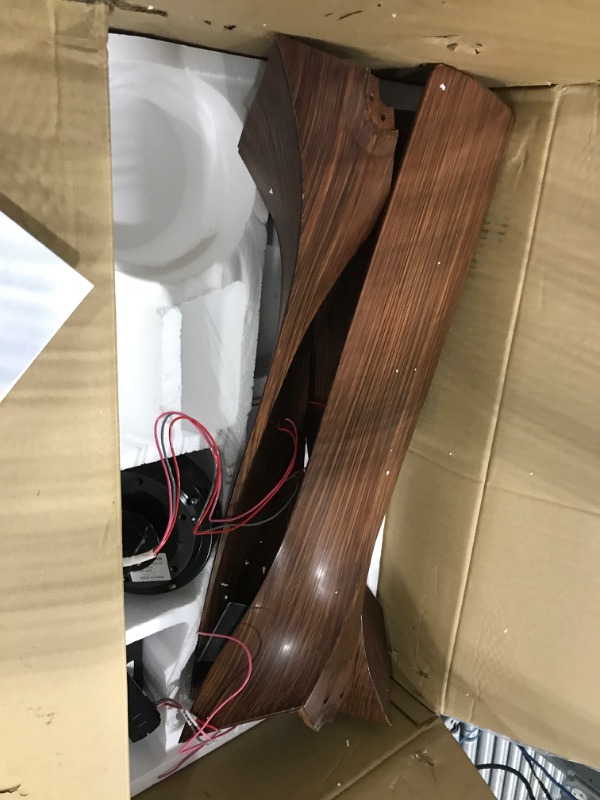 Photo 3 of *PARTS ONLY*-Modern Elegant 60 in. Brown Indoor Outdoor Ceiling Fan with Remote Control and 3 Solid Mahogany Blades Three Down Rods
