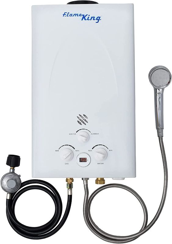 Photo 1 of 
Flame King Tankless Outdoor Portable Propane Gas 10L 2.64GPM Water Heater 68,000 BTU for Hot Water Shower, RV, Camping, Farm, Cabins