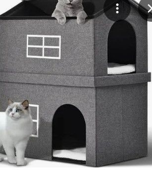 Photo 1 of 2-tier Cat House, Large Fabric Cubes for Pets Collapsible Warm Cat Condo for Indoor, Cat Shelter with