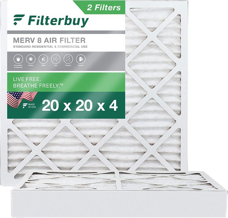 Photo 1 of 
Filterbuy 20x20x4 Air Filter MERV 8 Dust Defense (4-Pack), Pleated HVAC AC Furnace Air Filters Replacement (Actual Size: 19.38 x 19.38 x 3.63 Inches)
