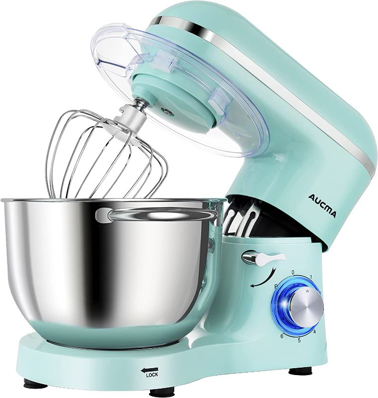 Photo 1 of Aucma Stand Mixer,6.5-QT 660W 6-Speed Tilt-Head Food Mixer, Kitchen Electric Mixer with Dough Hook, Wire Whip & Beater (6.5QT, Blue)
