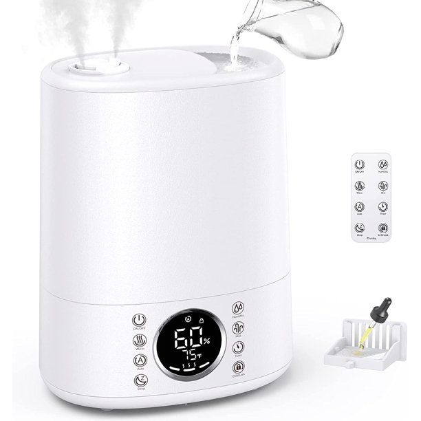 Photo 1 of ENPULY 6L Top Fill Warm and Cool Mist Humidifiers for Bedroom/Large Room(Max 861sq.ft), Max 650ml/h Humidity, Custom Humidify & Automatic Mode, Essential Oil Tray, 12 Hrs Timer, Child Lock (White)
