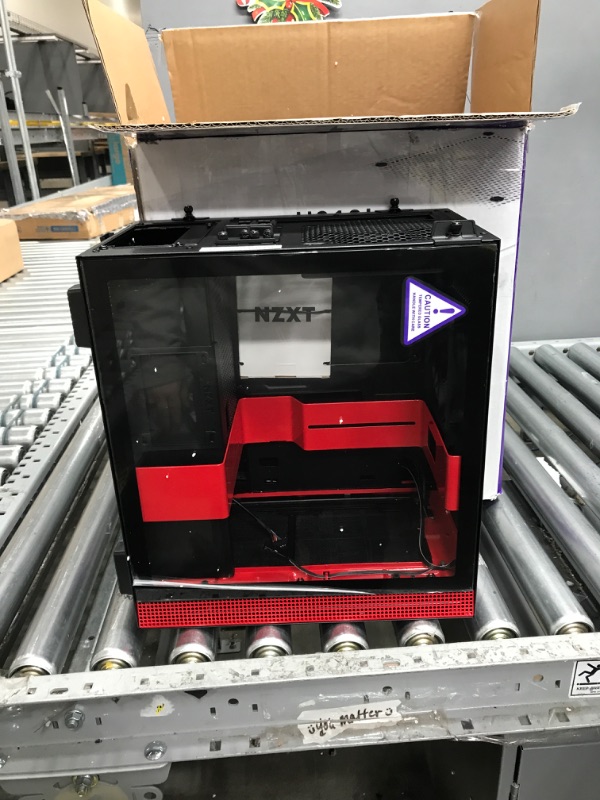 Photo 3 of NZXT H210i - CA-H210i-BR - Mini-ITX PC Gaming Case - Front I/O USB Type-C Port - Tempered Glass Side Panel Cable Management - Water-Cooling Ready - Integrated RGB Lighting - Black/Red i-Series H210i Black/Red